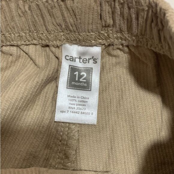 Carter’s | Boys Blue Striped Long Sleeve Onesie Tan CORDUROY Casual Pants - Picture 3 of 6